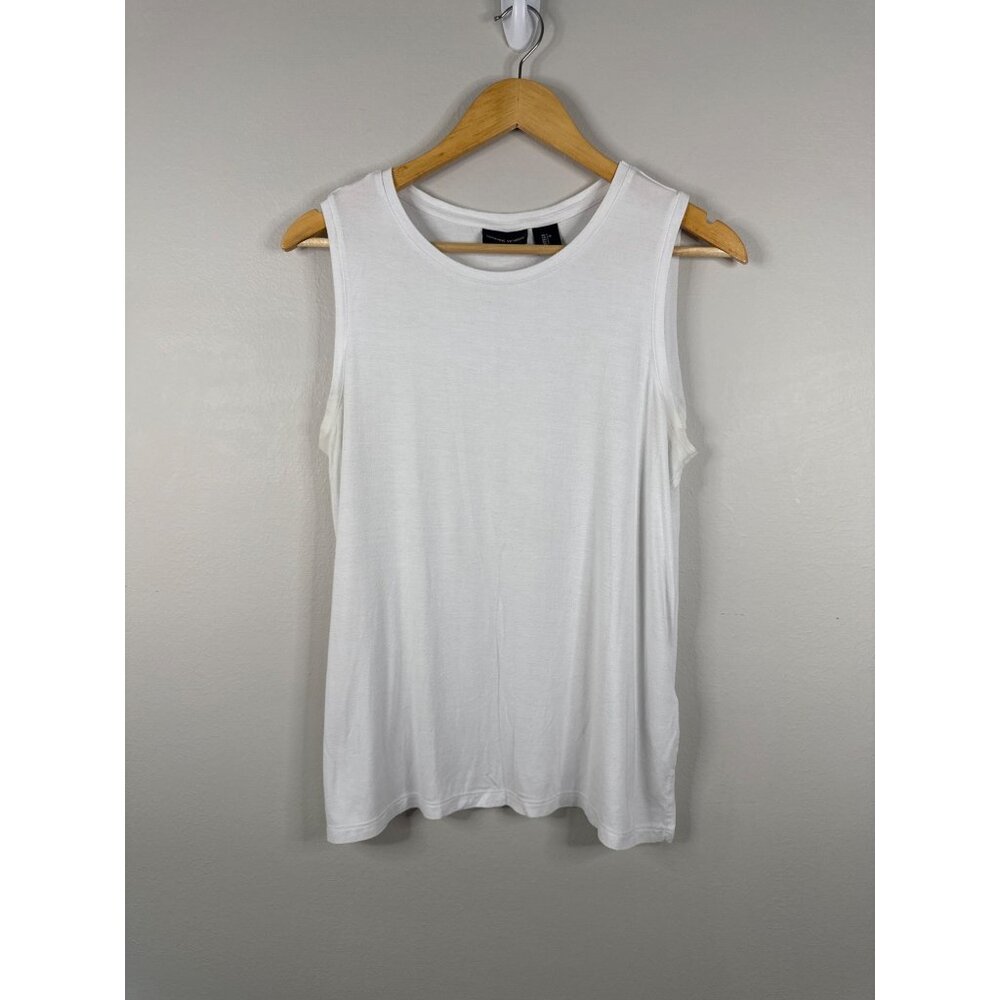 Adrienne Vittadini Womens White Sleeveless Tank Top Size Large Lightweight Cotto